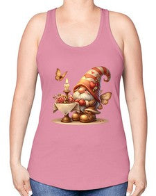 gnome with butterfly 21# - gnome -Racerback Tank