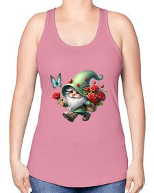 gnome with butterfly 24# - gnome -Racerback Tank
