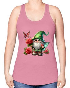 gnome with butterfly 26# - gnome -Racerback Tank