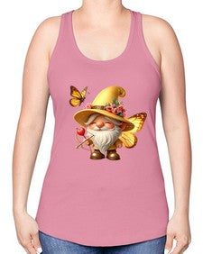 gnome with butterfly 27# - gnome -Racerback Tank