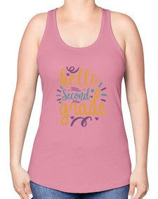 hello second grade 321# - second grade -Racerback Tank
