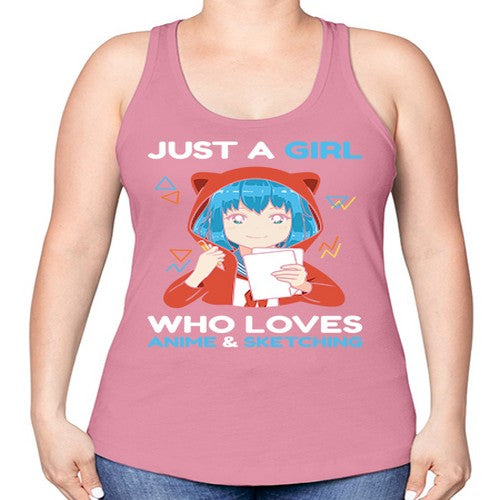 just a girl who loves anime and sketching259# - anime -Racerback Tank