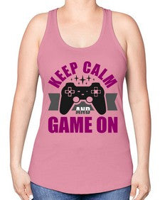 keep calm and game on 132# - video games -Racerback Tank