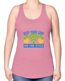 keep your grip on the stick 35# - video games -Racerback Tank