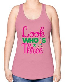 look whos three 266# - unicorn -Racerback Tank