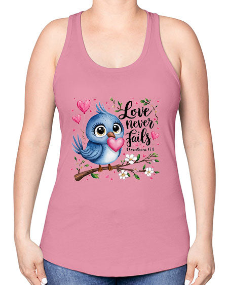 love never fails 63# - birds -Racerback Tank