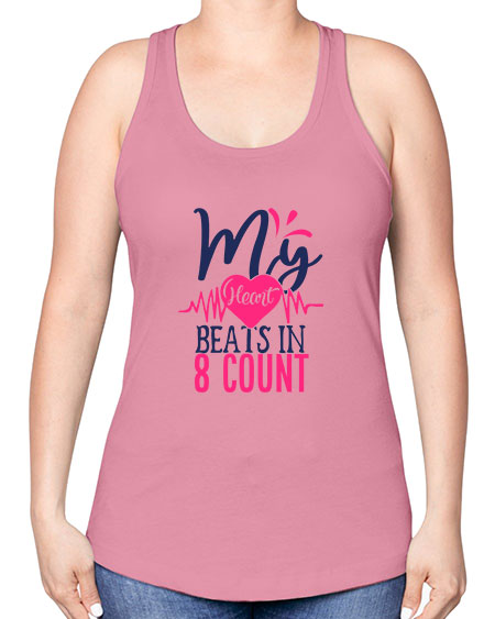 my heart beats in count 1740# - cheer -Racerback Tank