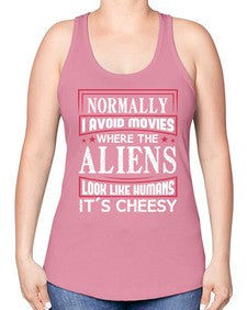 normally i avoid movies where aliens look human 35# - ufo -Racerback Tank