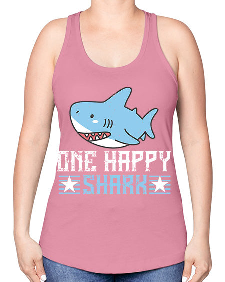 one happy shark Style 50# - shark-fish -Racerback Tank