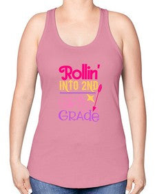 rollin into second grade 783# - second grade -Racerback Tank