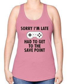 sorry im late had to get to the save point 151# - video games -Racerback Tank