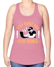 stay home and play game 153# - video games -Racerback Tank