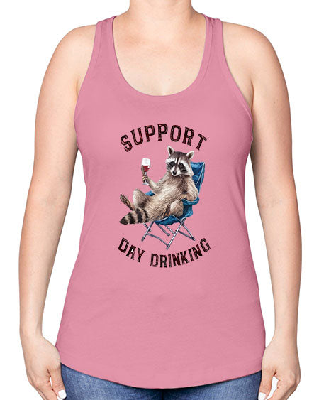 support day drinking 67# - raccoon -Racerback Tank
