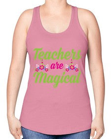 teachers are magical 428# - unicorn -Racerback Tank