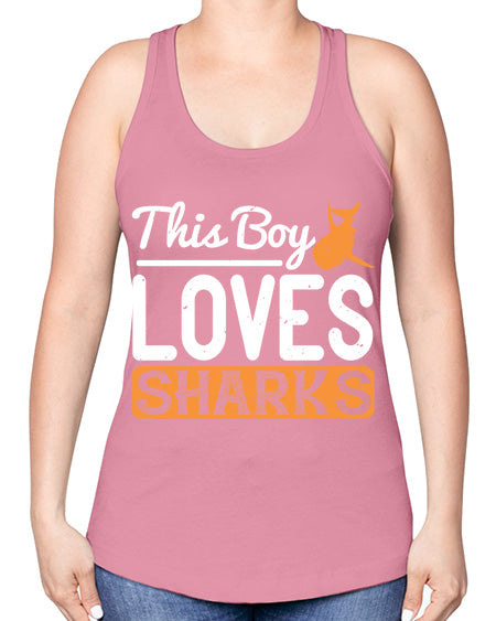 this boy loves sharks Style 14# - shark-fish -Racerback Tank