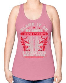 veteran showed up in boots 1198# - western -Racerback Tank