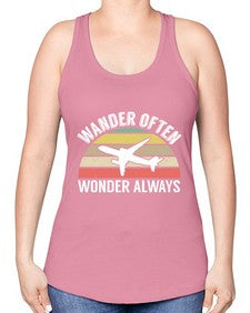 wander often wonder always  47# - airplane -Racerback Tank