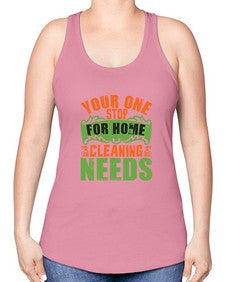 your one stop for home cleaning needs Style 493# - cleaner -Racerback Tank