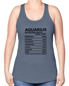 Aquarius Nutrition Facts 67# - aquarius -Racerback Tank