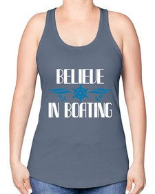 Believe in Boating 35# - boats -Racerback Tank