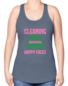Cleaning spaces creating happy faces Style 93# - cleaner -Racerback Tank