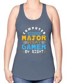 Computer science major by day gamer by night 6# - computer -Racerback Tank