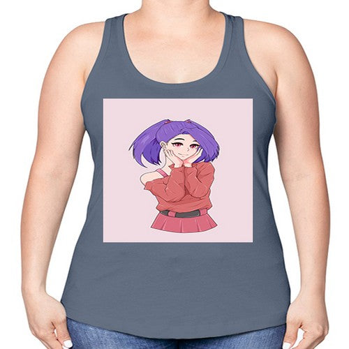 Cute girl with cute pose 138# - anime -Racerback Tank