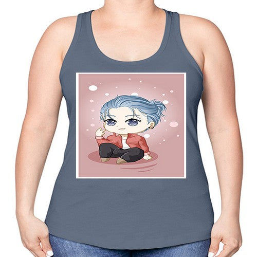 Cute little boy silver hair 78# - anime -Racerback Tank