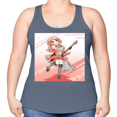 Cute rock star girl with guitar game 17# - anime -Racerback Tank
