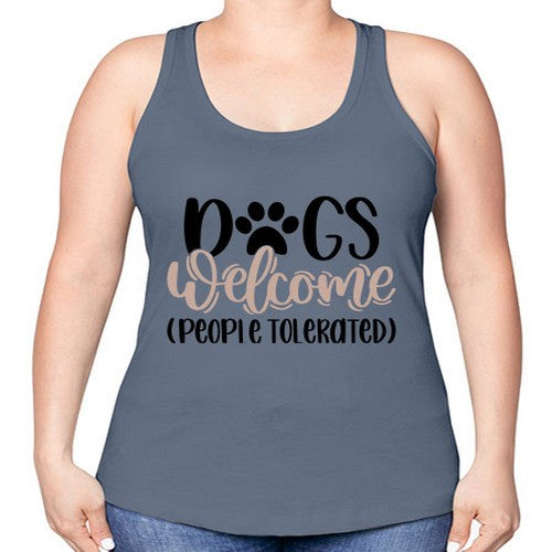 Dogs Welcome Style 21# - dogs -Racerback Tank