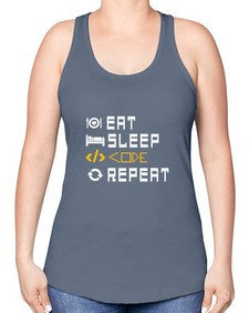 Eat sleep code repeat 49# - computer -Racerback Tank