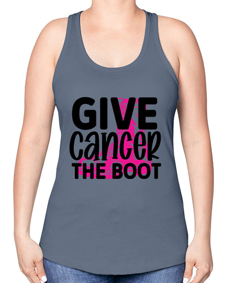 Give Cancer the Boot 25# - breast cancer -Racerback Tank