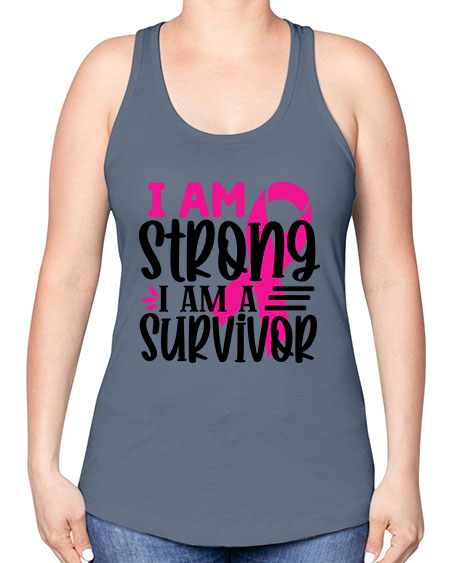 I Am Strong I Am a Survivor 19# - breast cancer -Racerback Tank