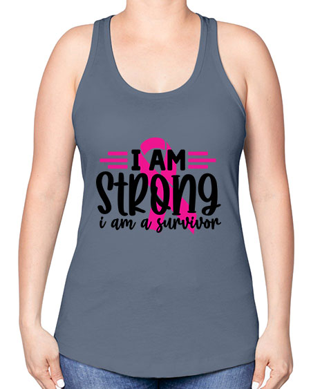 I Am Strong I Am a Survivor 20# - breast cancer -Racerback Tank