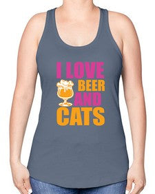 I Love Beer And Cats - cats -Racerback Tank
