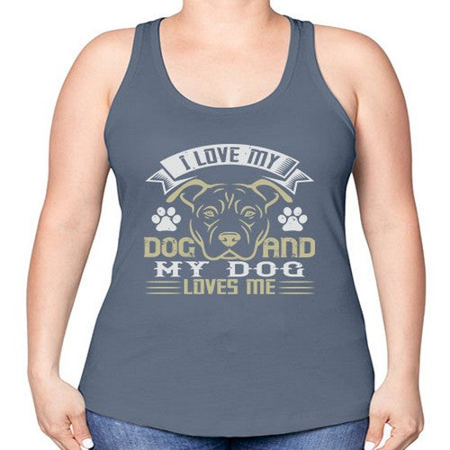 I Love My Dog and my Dog Loves me Style 191# - dogs -Racerback Tank