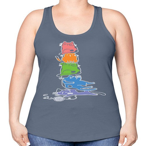 Pride Kawaii Cats Pile Cute Anime 277# - anime -Racerback Tank