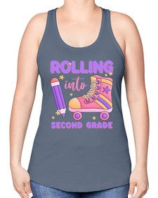 Rolling into second Grade 789# - second grade -Racerback Tank