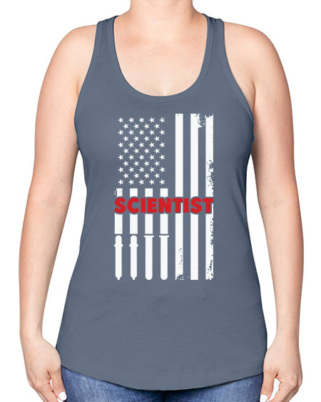 ScientistUSAFlagScientistSkinite Scientist Skinite 38# - general science -Racerback Tank