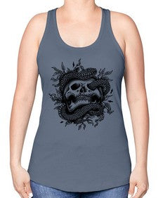 Snake Skull 1095# - skull and bones -Racerback Tank