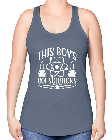 This Boy s Got Solutions 21# - general science -Racerback Tank