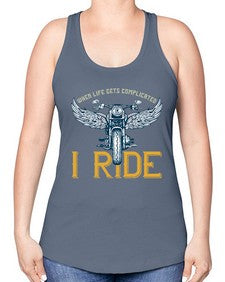 When life gets complicated 76# - motorcycle -Racerback Tank