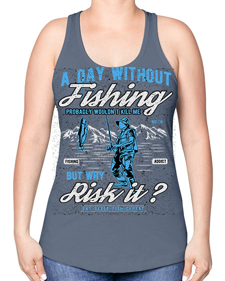 a day without fishing cs 68# - shark-fish -Racerback Tank