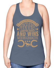 a horse gallop with his lungs perseveres with his heart - horse -Racerback Tank