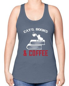 cats book and coffee Style 37# - cats -Racerback Tank