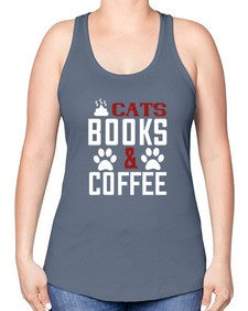 cats books and coffee Style 38# - cats -Racerback Tank