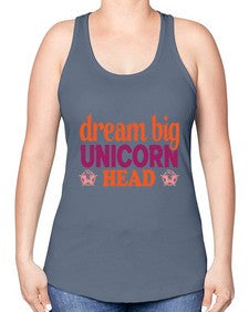 dream big unicorn head 108# - unicorn -Racerback Tank