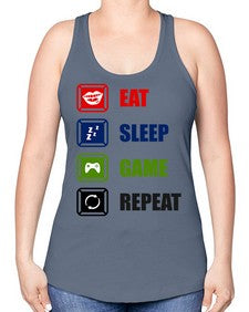 eat sleep game repeat 77# - video games -Racerback Tank