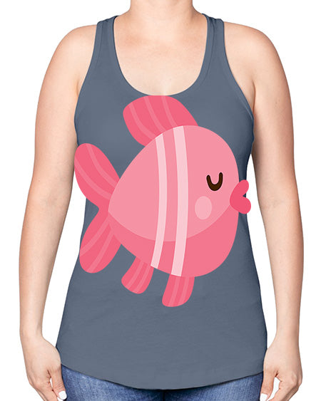 fish 53# - shark-fish -Racerback Tank