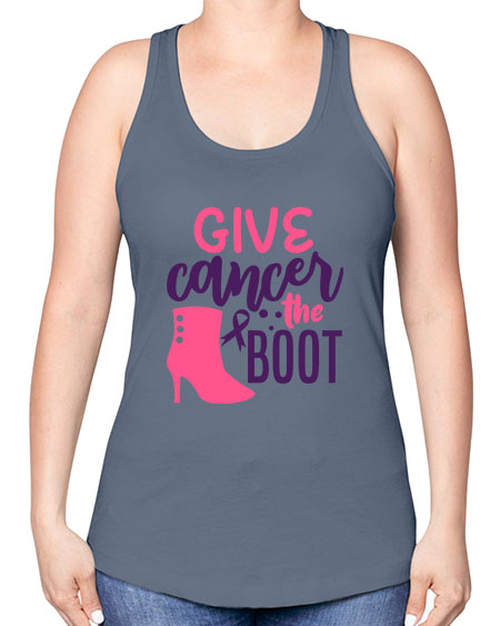 give cancer the boot Style 1# - breast cancer -Racerback Tank